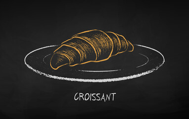 Chalk drawn vector illustration of Croissant