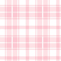 Pink watercolor plaid pattern. stripes, girly gingham seamless tartan texture, spring picnic table cloth, plaid. vector checkered summer paint brush strokes.