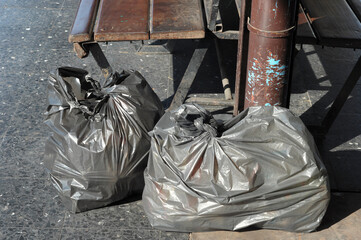 garbage bags on the street