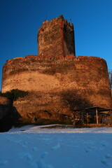 Zamek Bolków, zima, śnieg, ruiny, stary © Marcin