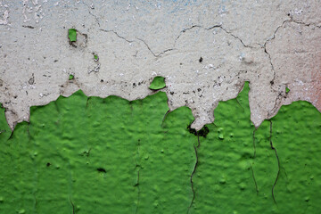 Obraz premium green paint peeling on stone wall