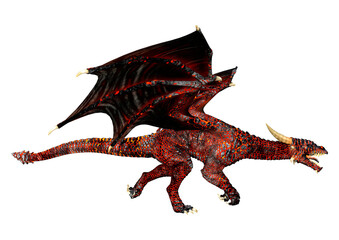 3D Rendering Fairy Tale Dragon on White