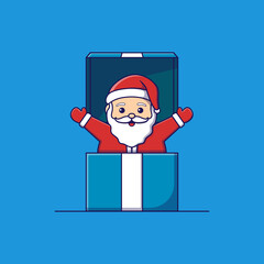 cute Santa claus coming out of the gift box