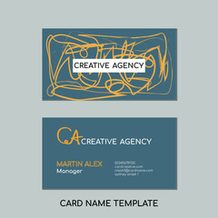 abstract brush creative geometric business card design template 