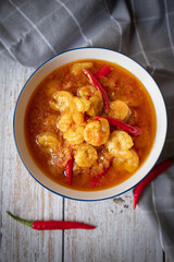 Shrimps curry with red chilli