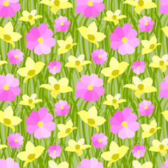 digital pattern design with wild flowers