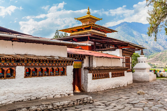 Exterior of the Kyichu Lhakhang temple in Paro Valley, Western Bhutan - Asia - Powered by Adobe