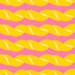 Abstract colorful seamless curvy pattern - yellow and pink colors. Vector background.