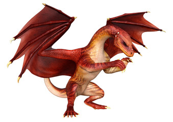 3D Rendering Fairy Tale Dragon on White