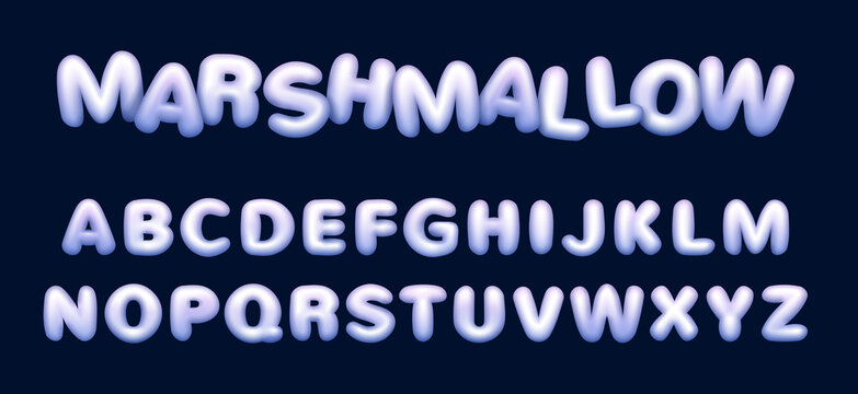 Marshmallow abc vector illustration. Soft sweets font design.