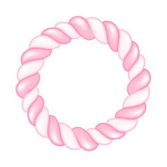 Twisted marshmallow round frame. Soft sweets vector. - 474736573