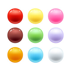 Colorful round candies set. Sweet dragee vector.