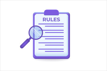 Regulation Compliance, list of rules law concept. 3D Web Vector Illustrations