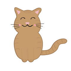 Cute cat. On white background. A single item. Vector. Flat style.