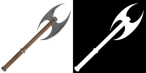 3D rendering illustration of a battle axe