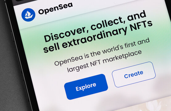 Opensea is the largest NFT marketplace. Non fungible tokens are unique tokens or digital assets that generate value because of their uniqueness. Moscow, Russia - September 20, 2021