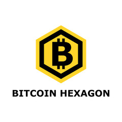 hexagon bitcoin logo design template vector illustration