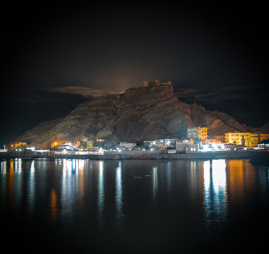 A night shot for the historic castle  "Sira" in Aden City_Yemen .