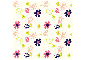 Fototapeta na wymiar Colorful Flowers Full Prints