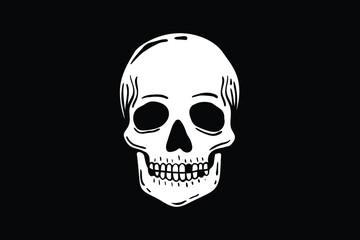 skull black and white illustration print on t-shirts,jacket,souvenirs or tattoo free vector