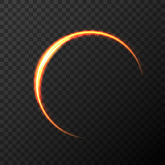 Abstract stylish light effect on black background. Golden glowing neon line.Vector 10 eps