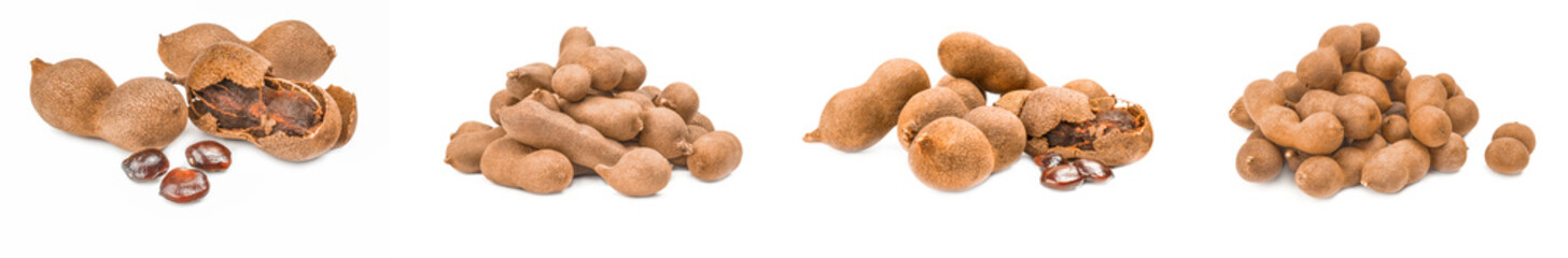 Fototapeta na wymiar Collection of Tamarind on a white background. Clipping path