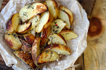 Appetizing French fries with sauces.