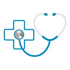 Illustration of a stethoscope with a medical cross on a white background