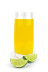 Fresh lime juice isolated on white