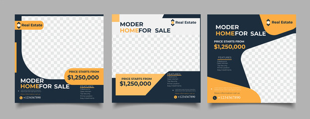 Flat real estate instagram post templates 
