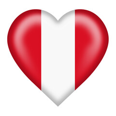 Peru flag heart button isolated on white with clipping path 3d illustration