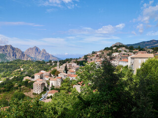 Fototapeta na wymiar View of beautiful mountain village Evisa, Corsica.