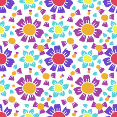 Fototapeta na wymiar Seamless pattern with flowers. Floral background.Colored flowers isolated on white background
