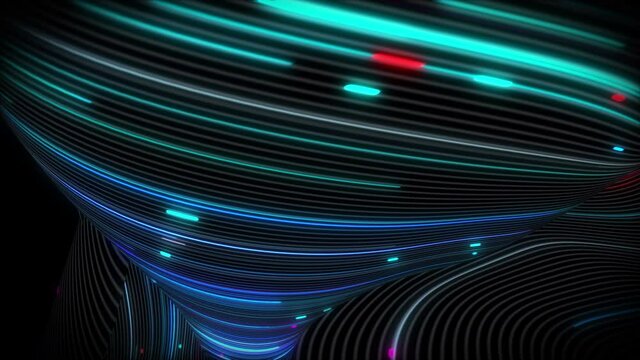 Spiral vortex streams of light on a surface with lines. Colorful and decorative backgrounds for presentations, holidays and footage. Light increasing wave movements

