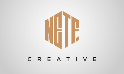 creative polygon NETF letters logo design, vector template