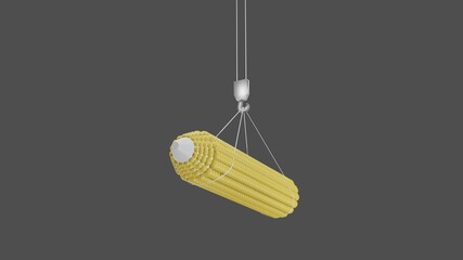 3D Three Dimensional Illustration of Unloading Corn Imported Container Cargo at the Port. Easy-to-Edit Format with Plain Black Background. Use for news editorial