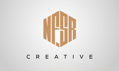 creative polygon NFSR letters logo design, vector template