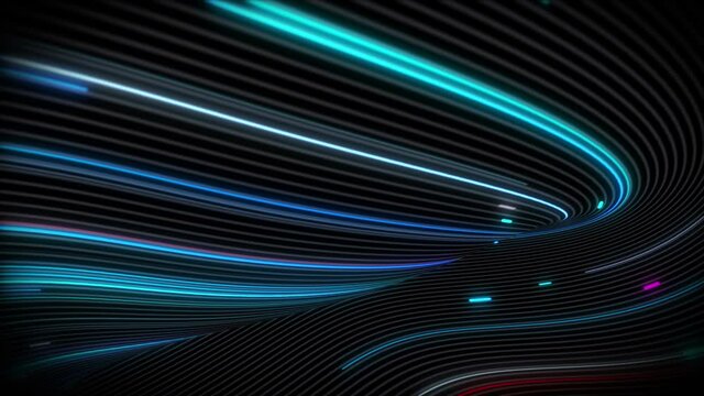 Spiral vortex streams of light on a surface with lines. Colorful and decorative backgrounds for presentations, holidays and footage. Light increasing wave movements
