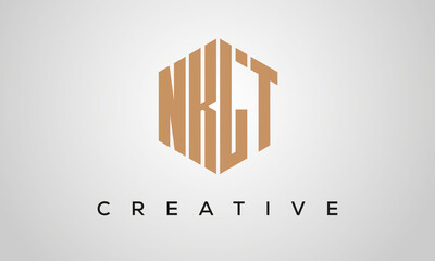 creative polygon NKLT letters logo design, vector template