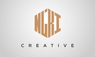 creative polygon NLKI letters logo design, vector template