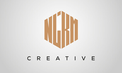 creative polygon NLKM letters logo design, vector template