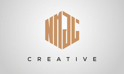 creative polygon NMJL letters logo design, vector template