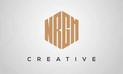 creative polygon NRGM letters logo design, vector template