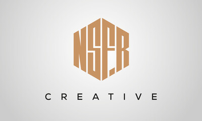creative polygon NSFR letters logo design, vector template