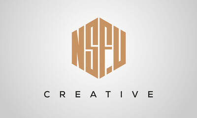 creative polygon NSFU letters logo design, vector template