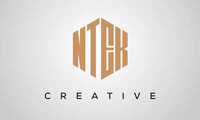 creative polygon NTEK letters logo design, vector template