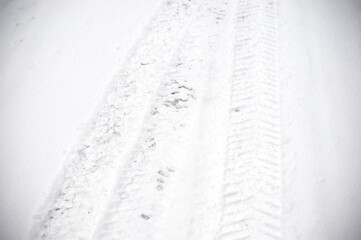 Car tracks in the snow 