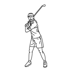 line art of woman posing stylishly playing golf