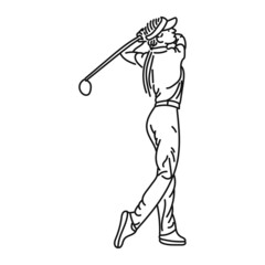 line art of woman posing stylishly playing golf