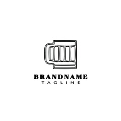 cute beer glasses cartoon logo icon design template black vector illustration